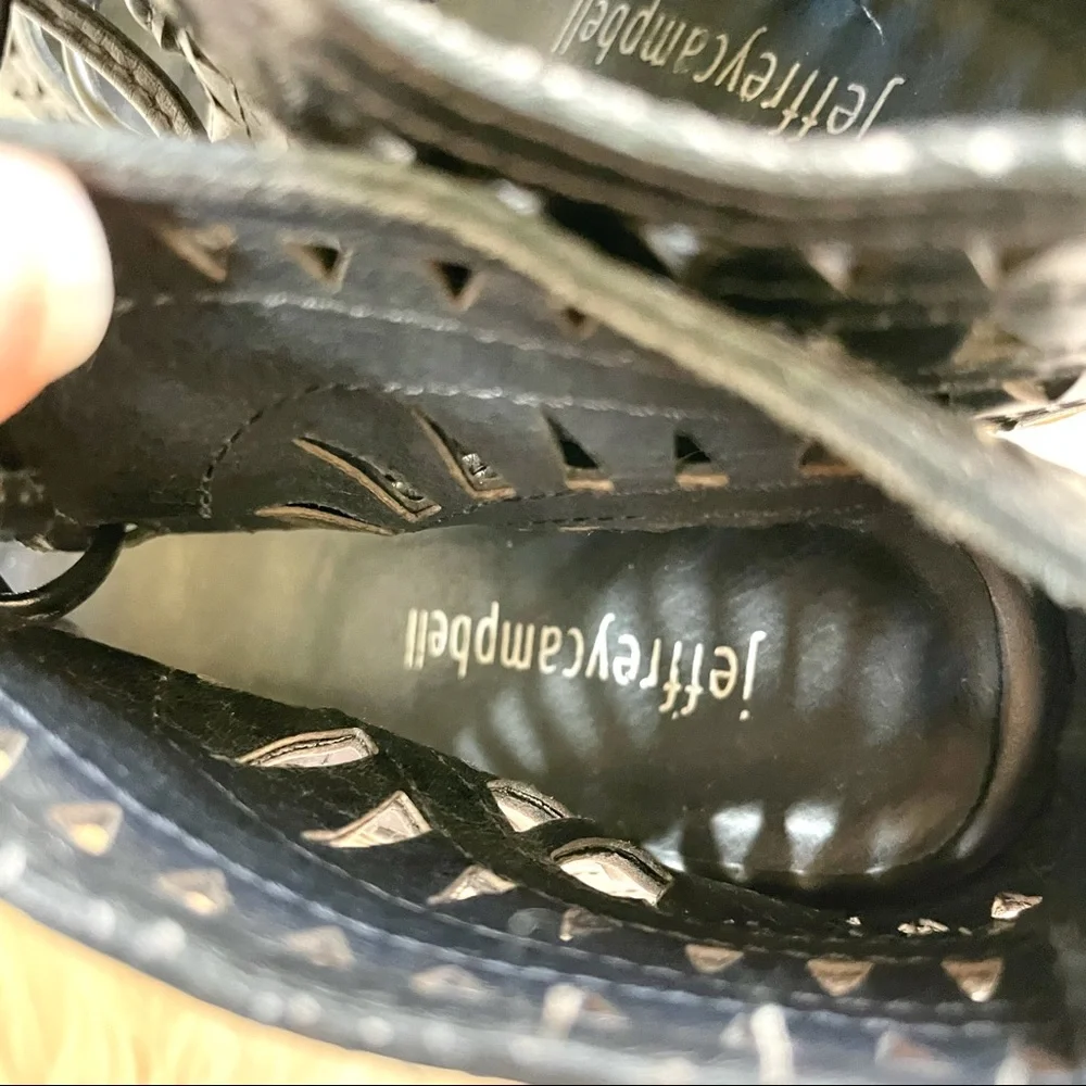 Jeffrey Campbell Black Rodillo Laser Cut Wedges Sz 6.5 - Picture 9 of 11